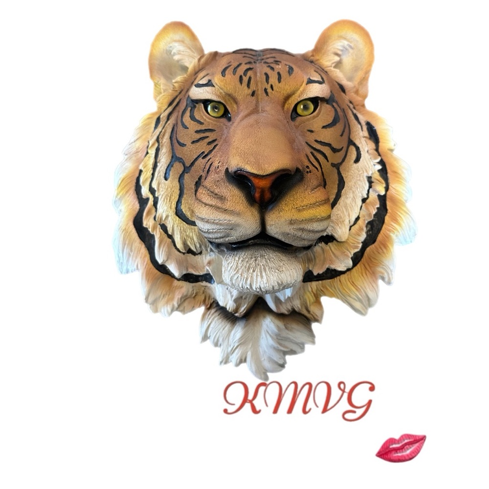 DWK Exotica Tiger Wall Art Wall Decoration Hand-Painted Wall Mount Bust 13” x 16